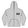 Gray hoodie with a small Mexican flag on the chest.