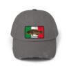 A gray baseball cap with an Italian flag patch.