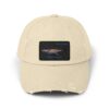 Beige baseball cap with a colorful bird patch.