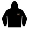 Black hoodie with a small graphic on the chest.