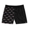 Black and patterned men's shorts with a drawstring waist.