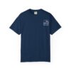 Navy blue short-sleeve t-shirt with a small white graphic on the chest.