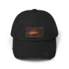 Black baseball cap with a sunset patch.