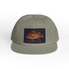 Green cap with a fish patch on the front.