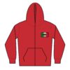 Red hoodie with a small Portugal flag on the chest.