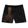 Black shorts with a detailed octopus design on one side.