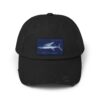 Black baseball cap with a shark graphic patch.