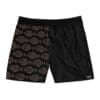Black shorts with a football pattern on one side.