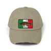 Beige cap with a Mexican flag patch featuring a dog in the center.