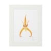 Abstract art of a yellow-orange banana peel with white background.