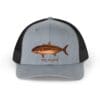Gray and black trucker hat with a fish design and 'Fish Forever' text.