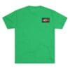 Green t-shirt with a small logo on the chest.