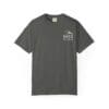 Dark gray T-shirt with a small white logo on the chest.