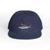 Navy blue cap with a marlin fish embroidered on the front.