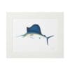 Framed art print of a blue marlin fish with a white background.