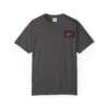 Dark gray t-shirt with a small rectangular logo on the chest.