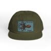 Green snapback hat with an octopus patch on the front.