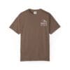Brown t-shirt with a small white graphic on the chest.