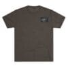 Dark gray t-shirt with a small rectangular logo on the chest.