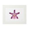 A framed artwork of a purple orchid flower with intricate details.