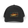 Black cap with a colorful desert sunset and cactus design.