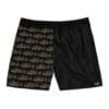 Black shorts with a camo fish pattern on one side.