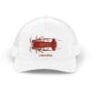 White baseball cap with a red lobster design.
