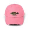 Pink baseball cap with a fish graphic and the word 'Cabela's'.