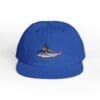 Blue cap with a shark embroidery on the front.