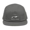 Gray five-panel cap with a minimalist whale graphic.