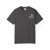Dark gray t-shirt with a small white logo on the chest.