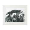 Black and white crab illustration in a white frame.