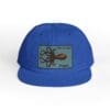 Blue snapback hat with an octopus patch design.
