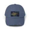 Blue baseball cap with a colorful California graphic patch.