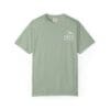 Light green short-sleeve t-shirt with a small white printed logo.