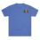 Blue t-shirt with a small Mexican flag on the chest pocket area.