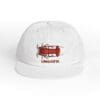 White cap with red engine graphic and text.