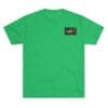 Bright green short-sleeve t-shirt with a small black patch on the chest.