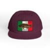 Maroon cap with a Mexican flag patch and fish design.