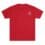 Red T-shirt with a small white logo on the chest.