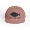Brown cap with a black duck and 'PATO DE AGUA' text embroidered.