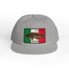 Gray cap with a Mexican flag and fish patch.
