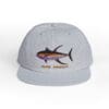 Light gray cap with a colorful fish design on the front.