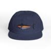 A navy blue cap with an embroidered tuna fish on the front.