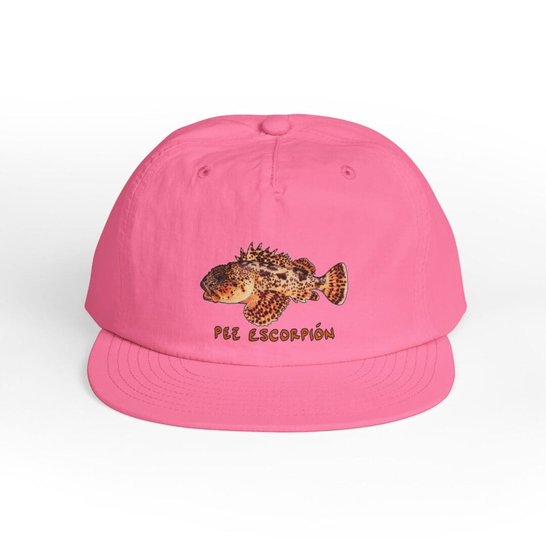 Pink cap with a leopard graphic and "PAZ Accesorios" text.