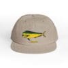 Beige cap with a colorful fish embroidery on the front.