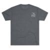 Gray T-shirt with a small white graphic on the chest pocket area.