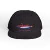Black cap with a colorful embroidered design on the front.