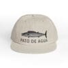 Beige cap with a black fish design and 'PATO DE AGUA' text.