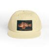 Beige snapback hat with a vintage motorcycle patch on the front.